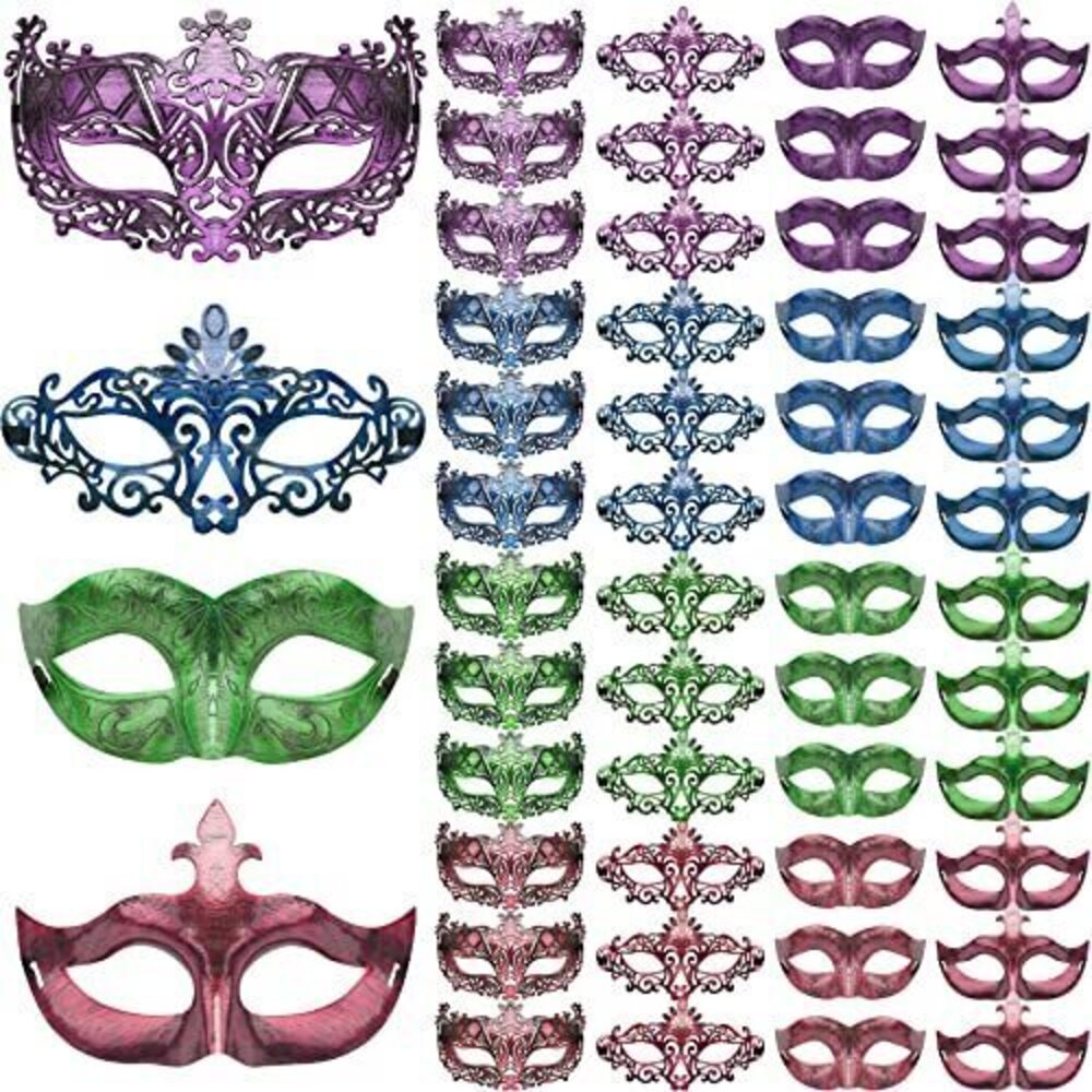 8059 48 Pieces Masquerade Masks Venetian Vintage Antique Masks Masquerade